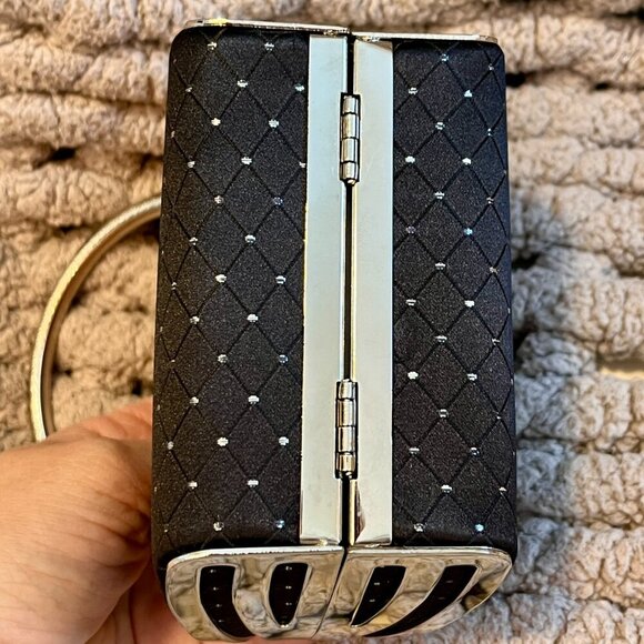 Joy Collection Small Black Hard Shell Evening Clutch Purse - Picture 6 of 16